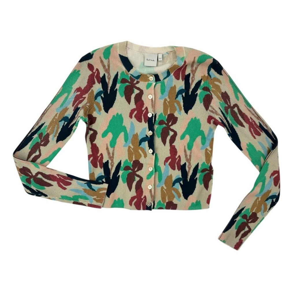 Paul Smith Knitted Wall Paper Cotton Cardigan Womens XS Cropped